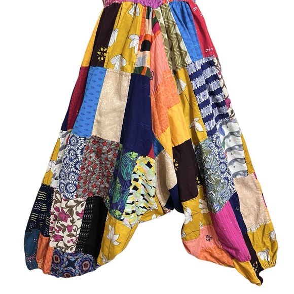 Tribe Azure Womens Boho Patchwork Harem Jumpsuit L/XL Multicolor Baggy Hippie - Picture 3 of 8